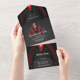 Invitation Tout En Un Roses rouges étonnantes et conception de la porte