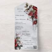 Invitation Tout En Un Roses rouges gothiques avec code QR (À l'intérieur)