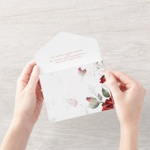 Invitation Tout En Un Roses Rouges Mariage Deux Lieux Tout En Un