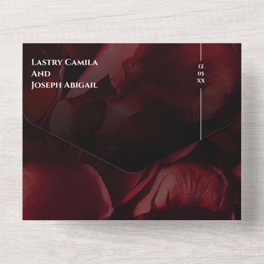 Invitation Tout En Un Roses rouges modernes tout en un mariage Invitatio (Verso)