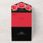 Invitation Tout En Un Roses rouges sur Mariage noir (Dehors)