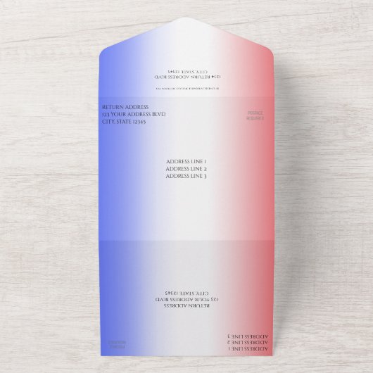 Invitation Tout En Un Rouge Blanc & Bleu Patriotique Élégant Mariage mod (Dehors)