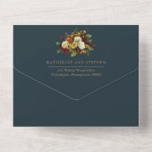 Invitation Tout En Un Rouge rustique | Orange Floral Bouquet Mariage Tur (Verso)