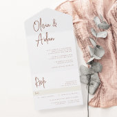 Invitation Tout En Un Rouille | Mariage de script manuscrit moderne