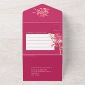 Invitation Tout En Un Rouleau d'orchidée à bijou rouge mariage RSVP QR (Dehors)