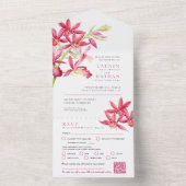 Invitation Tout En Un Rouleau d'orchidée à bijou rouge mariage RSVP QR (À l'intérieur)