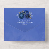 Invitation Tout En Un Royal Blue et Silver Floral Mariage (Verso)
