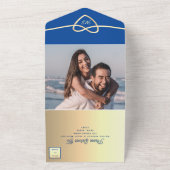 Invitation Tout En Un Royal Blue Gold Mariage (Dehors)