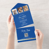 Invitation Tout En Un Royal Blue Photos Mariage QR Code (Déchirure)