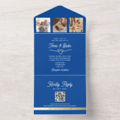 Invitation Tout En Un Royal Blue Photos Mariage QR Code (À l'intérieur)