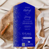 Invitation Tout En Un Royal Blue Silver Glitter QR Code Wedding