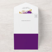 Invitation Tout En Un Royal Purple Roses Floral QR Code Wedding (Dehors)