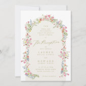 Invitation tout en un RSVP DETAILS réception arche fleurie (Devant)