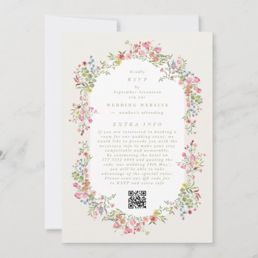 Invitation tout en un RSVP DETAILS réception arche fleurie (Dos)