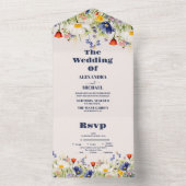 Invitation Tout En Un RSVP Fleur sauvage Mariage Rustique Floral (À l'intérieur)