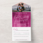 Invitation Tout En Un Ruby Mariage 40e option de demande de musique phot (À l'intérieur)