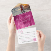 Invitation Tout En Un Ruby Mariage 40ème photo code QR option RSVP (Déchirure)