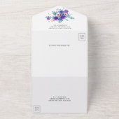 Invitation Tout En Un Russe aquarelle violet Mariage d'anémones (Dehors)