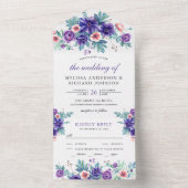 Invitation Tout En Un Russe aquarelle violet Mariage d'anémones (À l'intérieur)