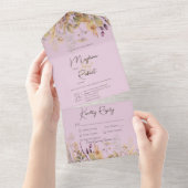 Invitation Tout En Un Russe Boho Automne Fleur sauvage Purple Dîner (Déchirure)
