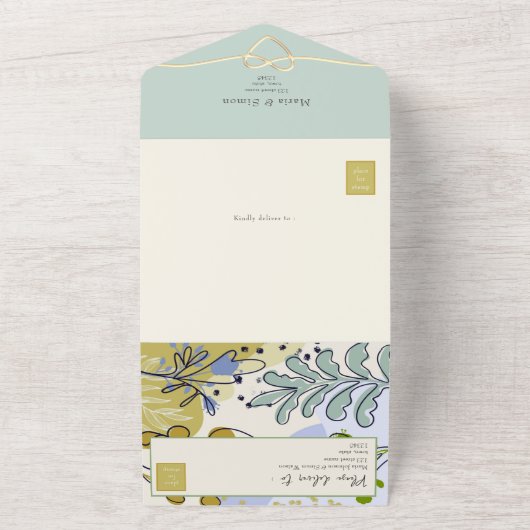 Invitation Tout En Un Russe Boho Sage Mariage jaune (Dehors)