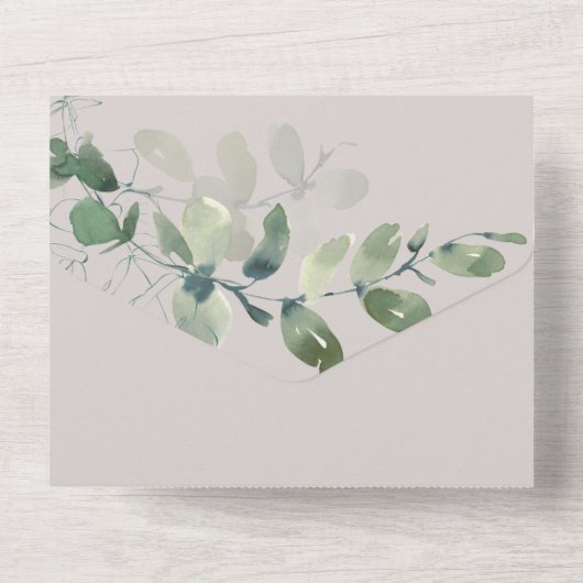 Invitation Tout En Un Russe Eucalyptus Vow Renouvellement Ecru (Verso)