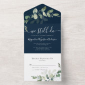 Invitation Tout En Un Russe Eucalyptus Vow Renouvellement Marine Bleu (À l'intérieur)