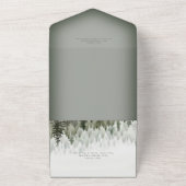 Invitation Tout En Un Russe Mountain Mist Forest Green QR Code (Dehors)