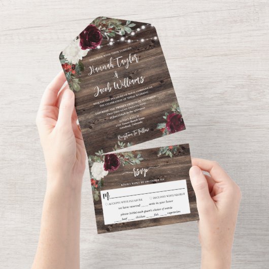 Invitation Tout En Un Russe Noël hiver Bois String Mariage (Déchirure)