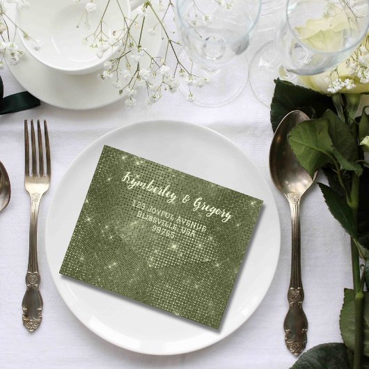 Invitation Tout En Un Russe Olive Green Faux Burlap Photo QR Code