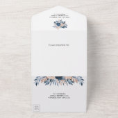 Invitation Tout En Un Russe Pays Mariage bleu et beige Floral (Dehors)