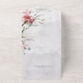 Invitation Tout En Un Russe Red Winter Berries & Boho Cotton QR Code (Dehors)