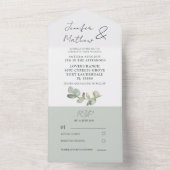 Invitation Tout En Un Russe Sage Green Eucalyptus Mariage tout en un (À l'intérieur)