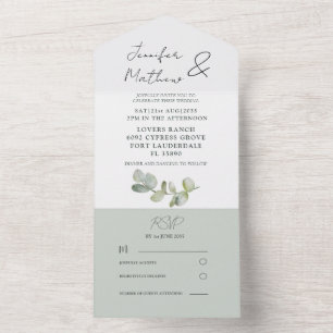 Invitation Tout En Un Russe Sage Green Eucalyptus Mariage tout en un