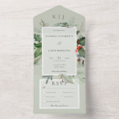 Invitation Tout En Un Russe Sage Winter Holly & Pine Dîner (À l'intérieur)