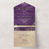 Invitation Tout En Un Russe String lights violet Mariage (À l'intérieur)