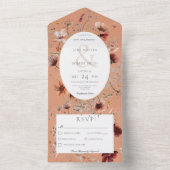 Invitation Tout En Un Rust & Burange Fleur sauvage Floral Dîner (À l'intérieur)