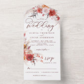 Invitation Tout En Un Rust Burnt Orange Terracotta BOHO Mariage RSVP (À l'intérieur)
