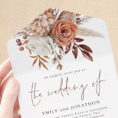 Invitation Tout En Un Rustic Automne Florals QR Code Script Mariage