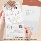 Invitation Tout En Un Rustic Automne Florals QR Code Script Mariage