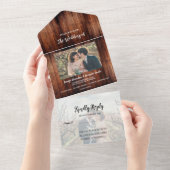 Invitation Tout En Un Rustic barn wood photo country Wedding (Déchirure)