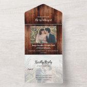 Invitation Tout En Un Rustic barn wood photo country Wedding (À l'intérieur)