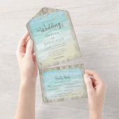 Invitation Tout En Un Rustic Beach String Lumières Destination Mariage (Déchirure)