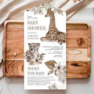 Invitation Tout En Un Rustic Boho Safari Leopard et Baby shower de giraf