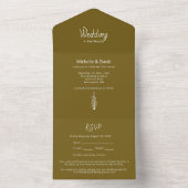 Invitation Tout En Un Rustic Brown Pine Trees Simple Woodland Wedding  (À l'intérieur)