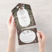 Invitation Tout En Un Rustic Brown Pine Winter Sparkings Détails (Déchirure)