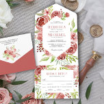 Invitation Tout En Un Rustic Cinnamon Rose Dusky Pink Floral Wedding<br><div class="desc">Amaze your guests with this elegant wedding invite featuring beautiful flowers and modern typography with detachable RSVP postcard. Simply add your event details on this easy-to-use template to make it a one-of-a-kind invitation.</div>