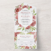 Invitation Tout En Un Rustic Cinnamon Rose Dusky Pink Floral Wedding (À l'intérieur)