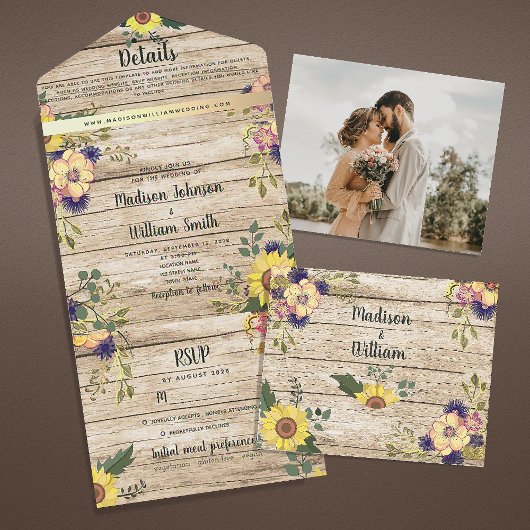 Invitation Tout En Un Rustic Country Grange Mariage de automne en bois