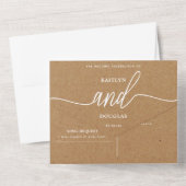 Invitation Tout En Un Rustic Country Kraft Mariage de script simple (Verso)